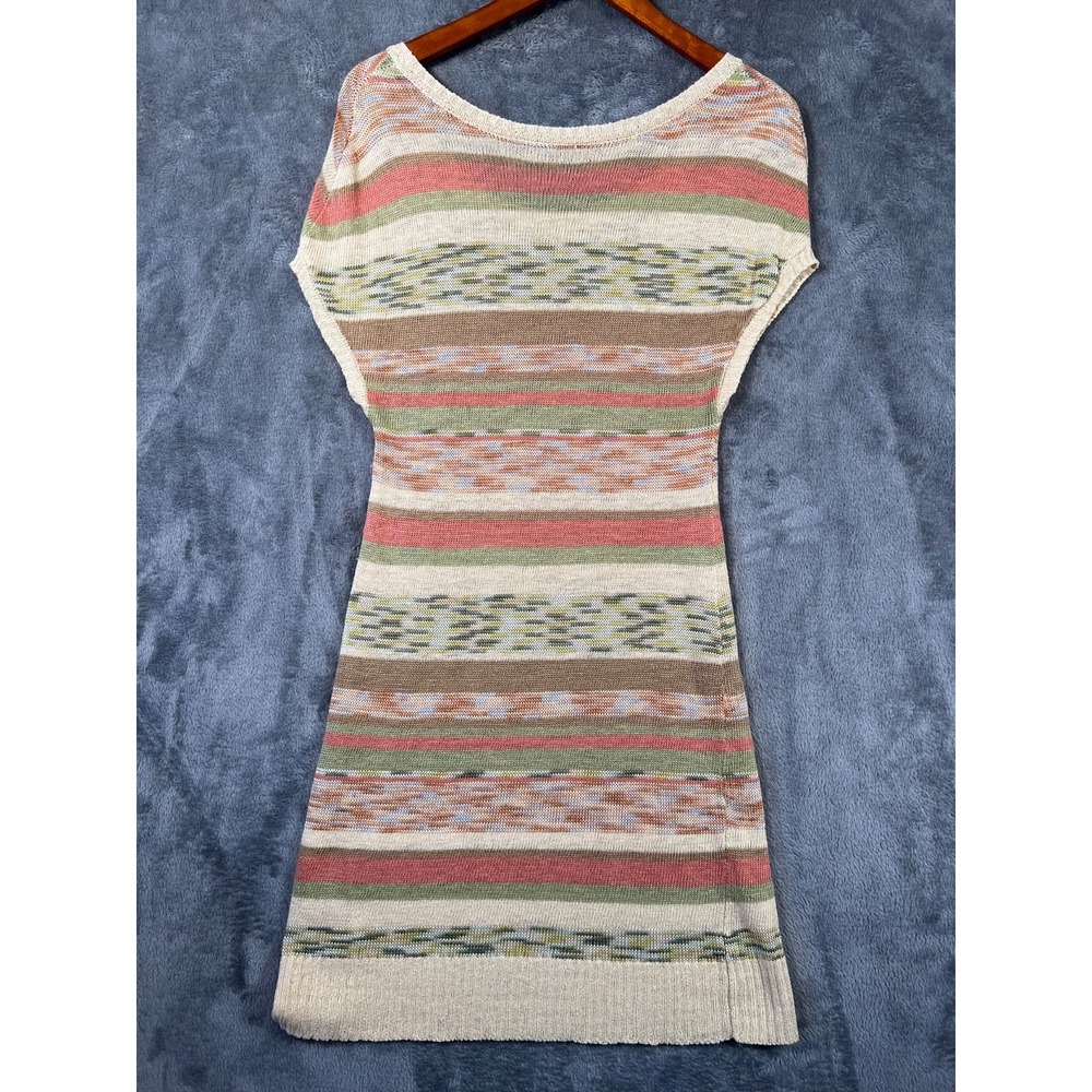 Margaret O'Leary Sweater Tunic Dress Medium Striped Multicolor Linen Blend - Picture 2 of 9